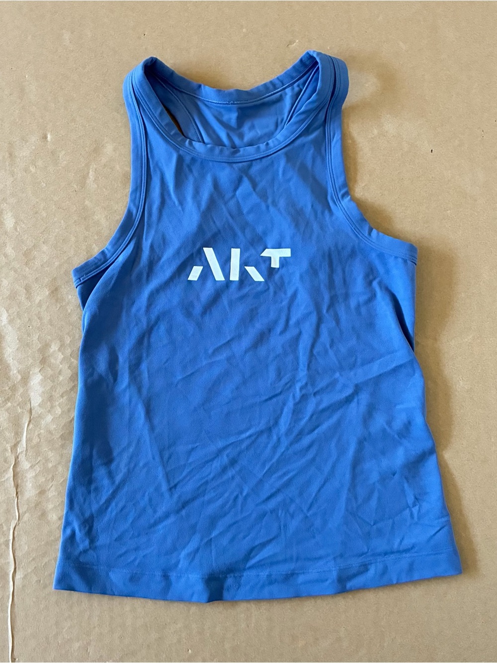 Lululemon X AKT Blue Racerback Fitness Workout Tank Top Chest Logo Size 2 Active